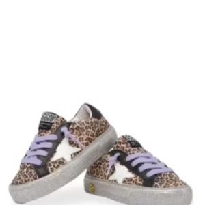 Golden Goose Leopard-Print Glitter-Sole Sneakers